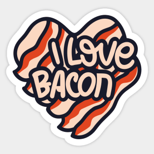 I love bacon retro cartoon heart red and beige Sticker